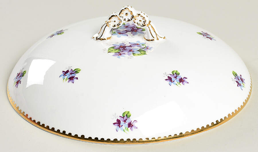 Sweet Violets (Not Embossed, Gold Drops Edge) Lid for Round Vegetable by Royal Stafford-1