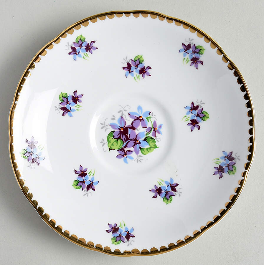 Sweet Violets (Not Embossed, Gold Drops Edge) Saucer for Footed Cup by Royal Stafford-1