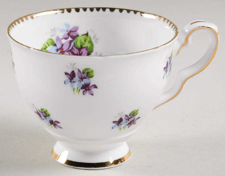 Sweet Violets (Not Embossed, Gold Drops Edge) Footed Cup by Royal Stafford-1