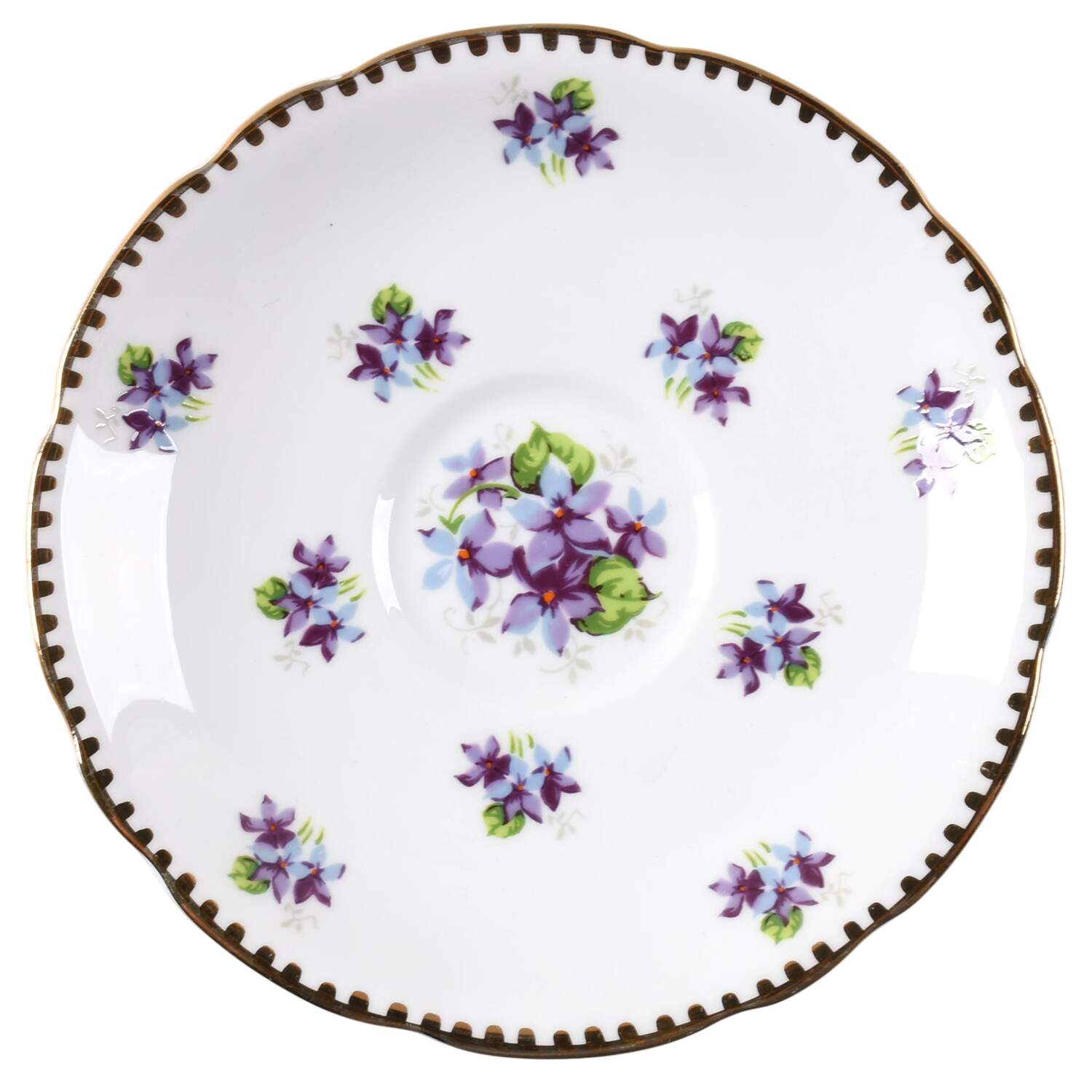 Sweet Violets (Not Embossed, Gold Drops Edge) Saucer for Footed Cup by Royal Stafford-1