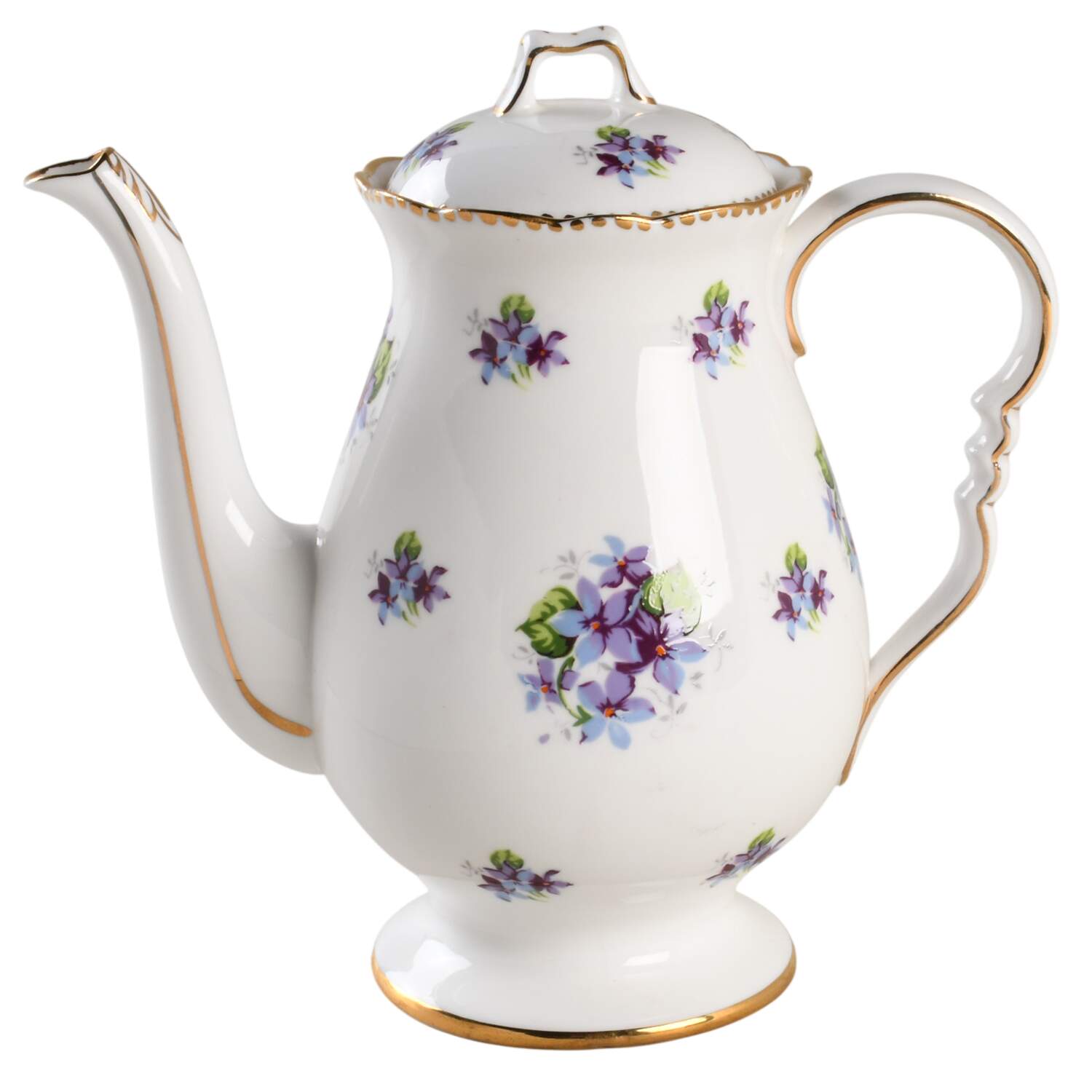 Sweet Violets (Not Embossed, Gold Drops Edge) Mini Coffee Pot & Lid by Royal Stafford-1