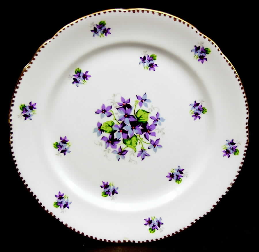 Sweet Violets (Not Embossed, Gold Drops Edge) Salad Plate by Royal Stafford-1
