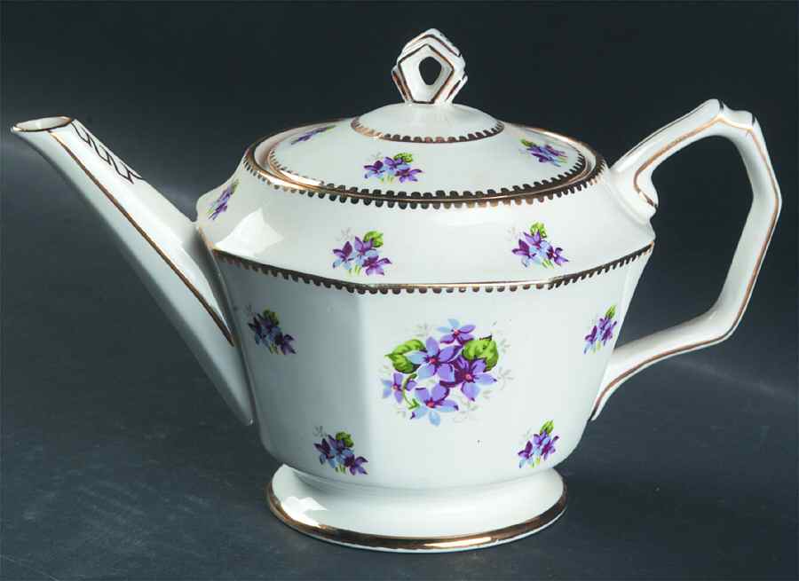 Sweet Violets (Not Embossed, Gold Drops Edge) Teapot & Lid by Royal Stafford-1