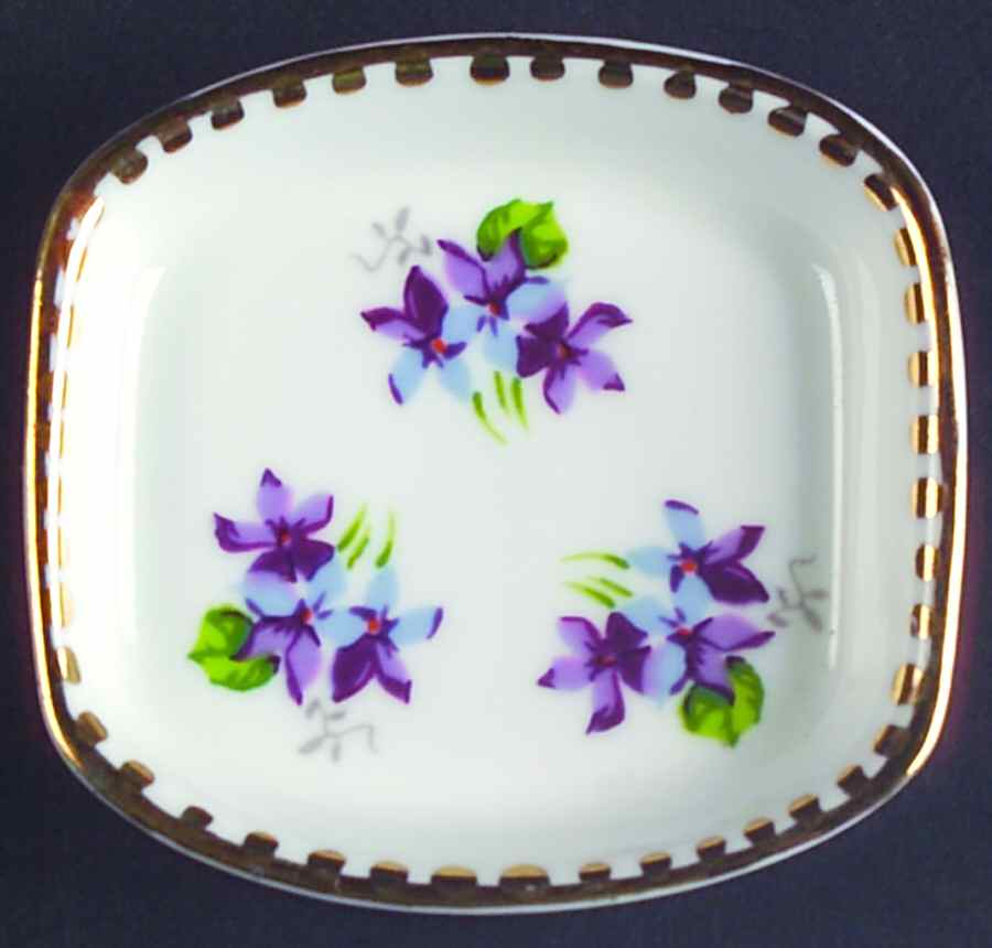 Sweet Violets (Not Embossed, Gold Drops Edge) Butter Pat by Royal Stafford-1