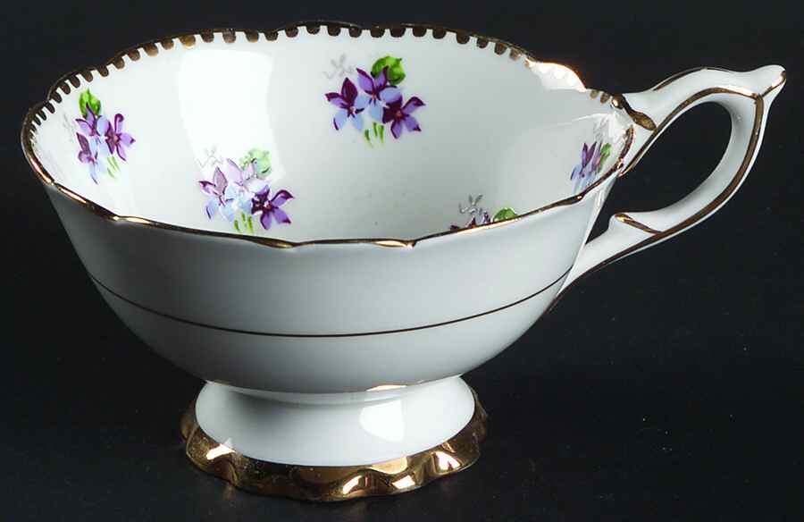 Sweet Violets (Not Embossed, Gold Drops Edge) Footed Cup by Royal Stafford-1