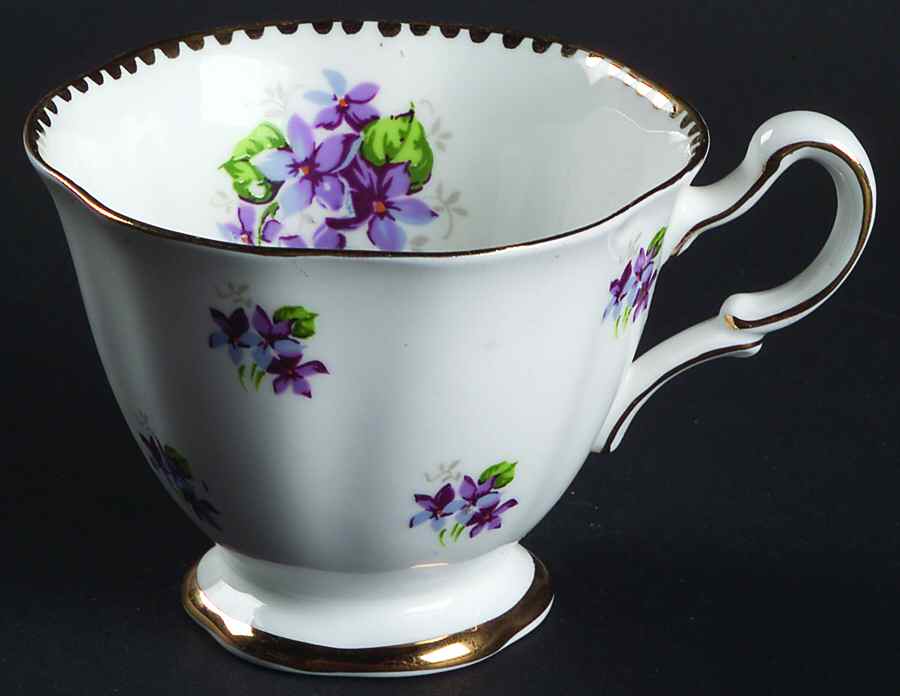 Sweet Violets (Not Embossed, Gold Drops Edge) Footed Cup by Royal Stafford-1