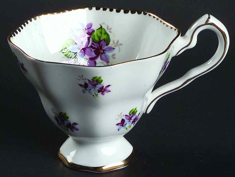 Sweet Violets (Not Embossed, Gold Drops Edge) Footed Cup by Royal Stafford-1