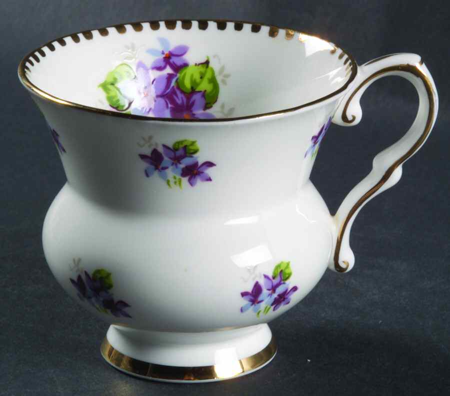 Sweet Violets (Not Embossed, Gold Drops Edge) Footed Cup by Royal Stafford-1