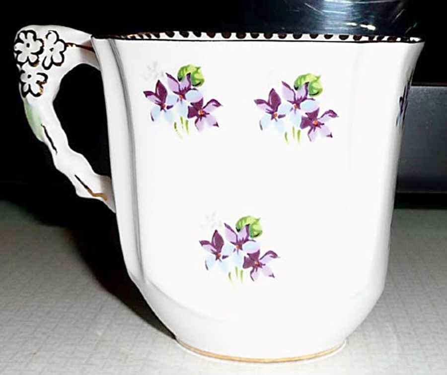 Sweet Violets (Not Embossed, Gold Drops Edge) Square Cup by Royal Stafford-1
