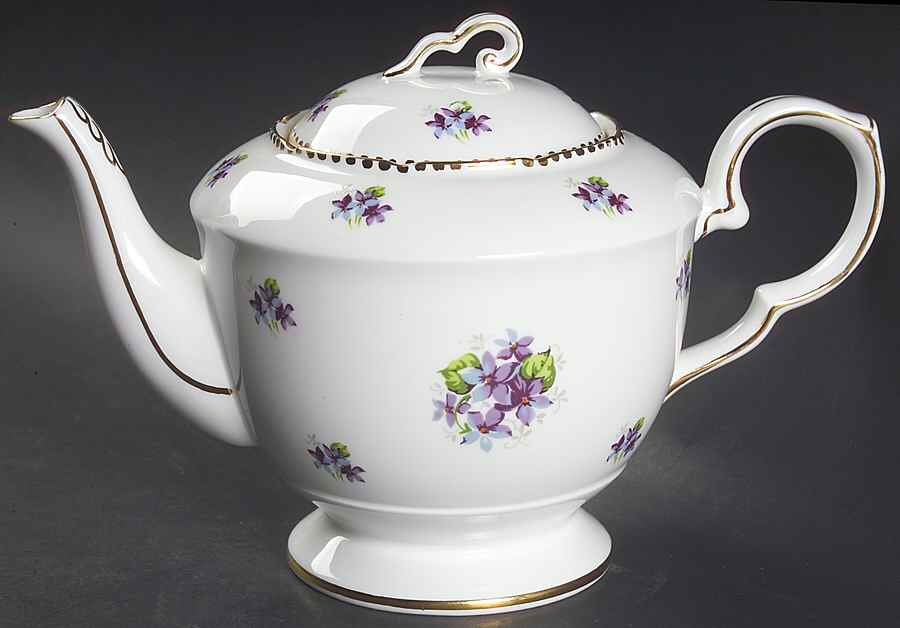 Sweet Violets (Not Embossed, Gold Drops Edge) Teapot & Lid by Royal Stafford-1
