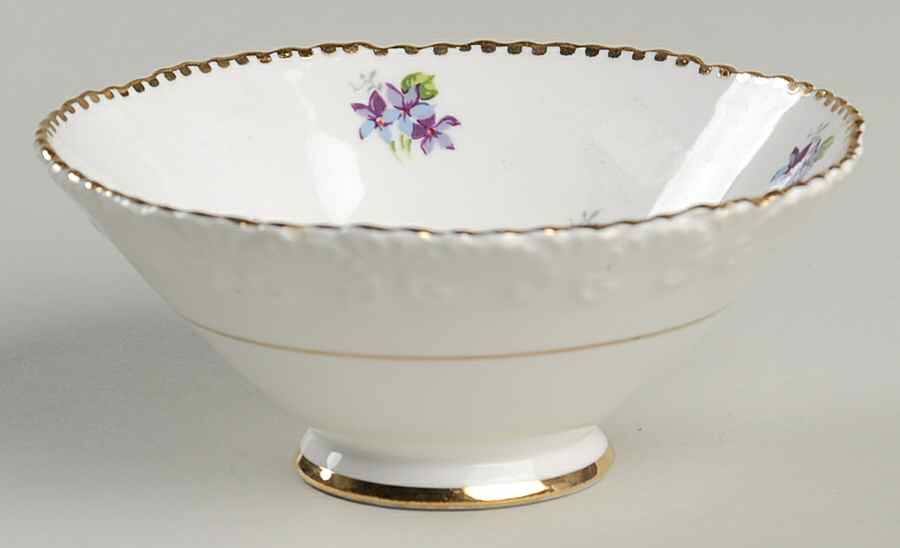 Sweet Violets (Not Embossed, Gold Drops Edge) Nut Dish by Royal Stafford-1