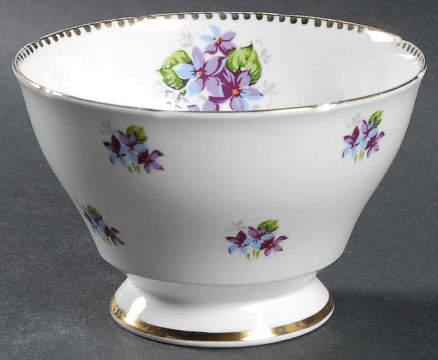 Sweet Violets (Not Embossed, Gold Drops Edge) Open Sugar Bowl by Royal Stafford-1