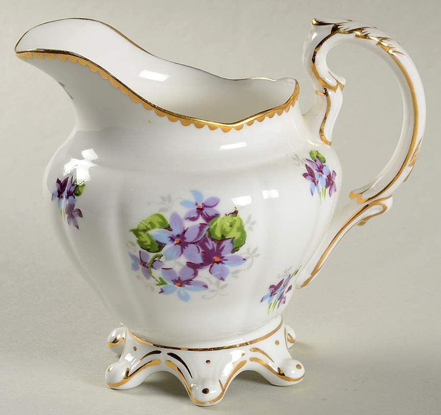 Sweet Violets (Not Embossed, Gold Drops Edge) Creamer by Royal Stafford-1