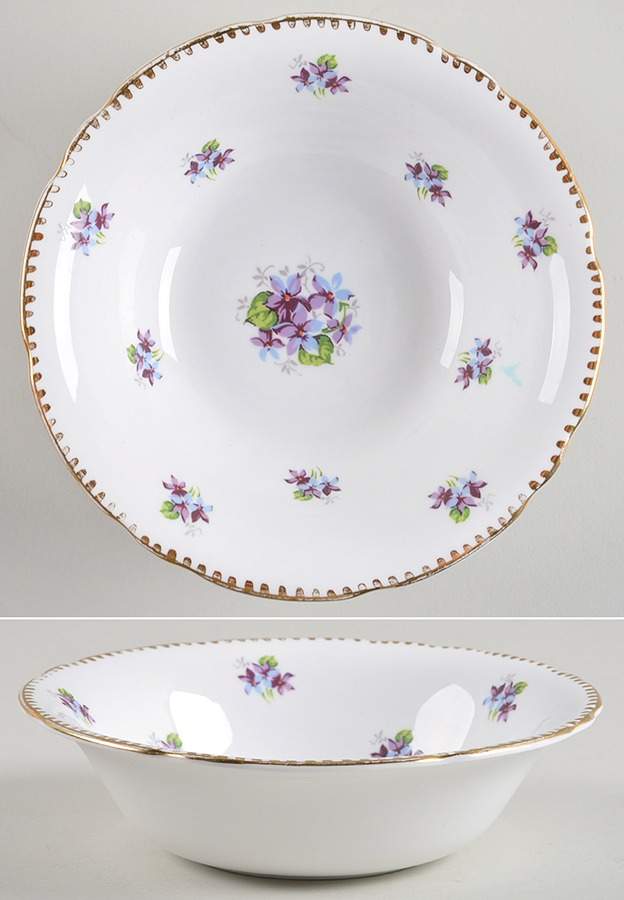 Sweet Violets (Not Embossed, Gold Drops Edge) Coupe Cereal Bowl by Royal Stafford-1