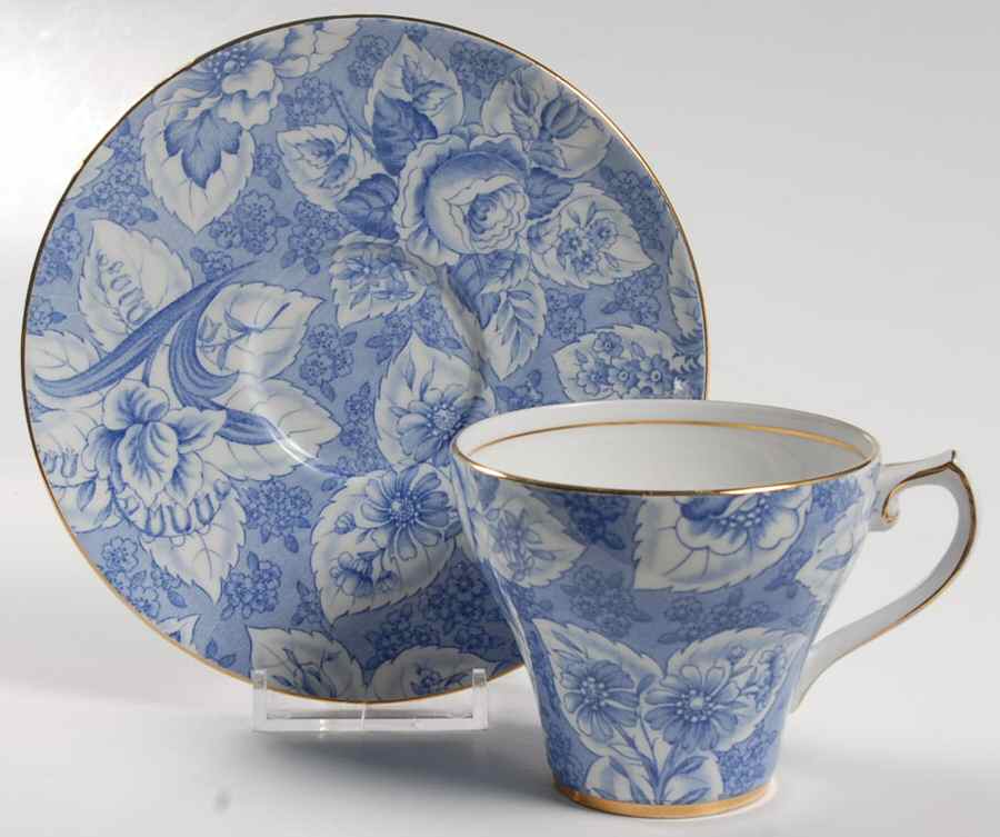 Tapestry Blue Flat Cup & Saucer Set by Royal Stafford-1