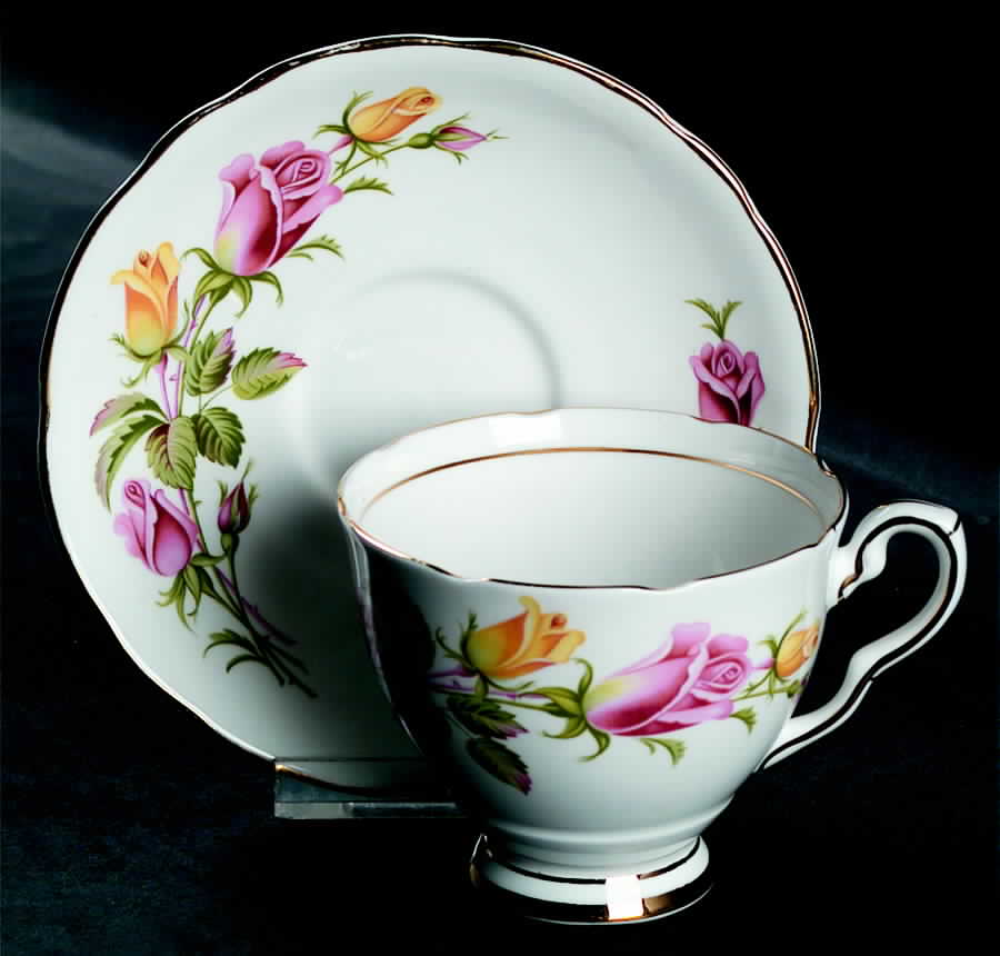 Tea Rose Footed Cup & Saucer Set by Royal Stafford-1