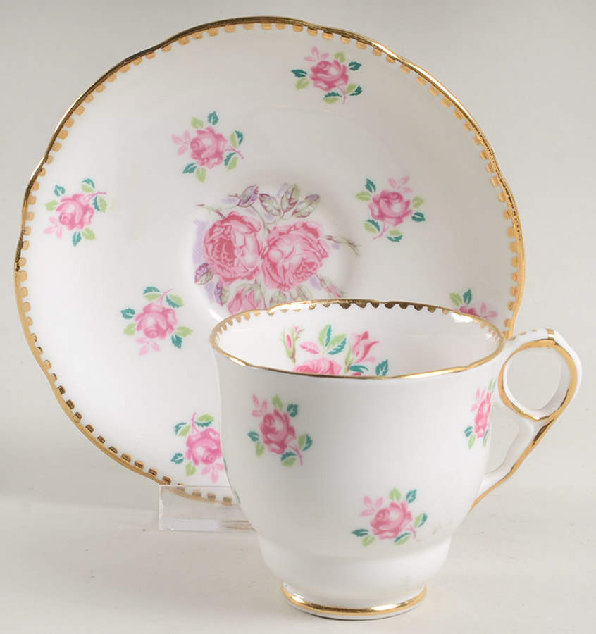 Tudor Rose Footed Demitasse Cup & Saucer Set by Royal Stafford-1