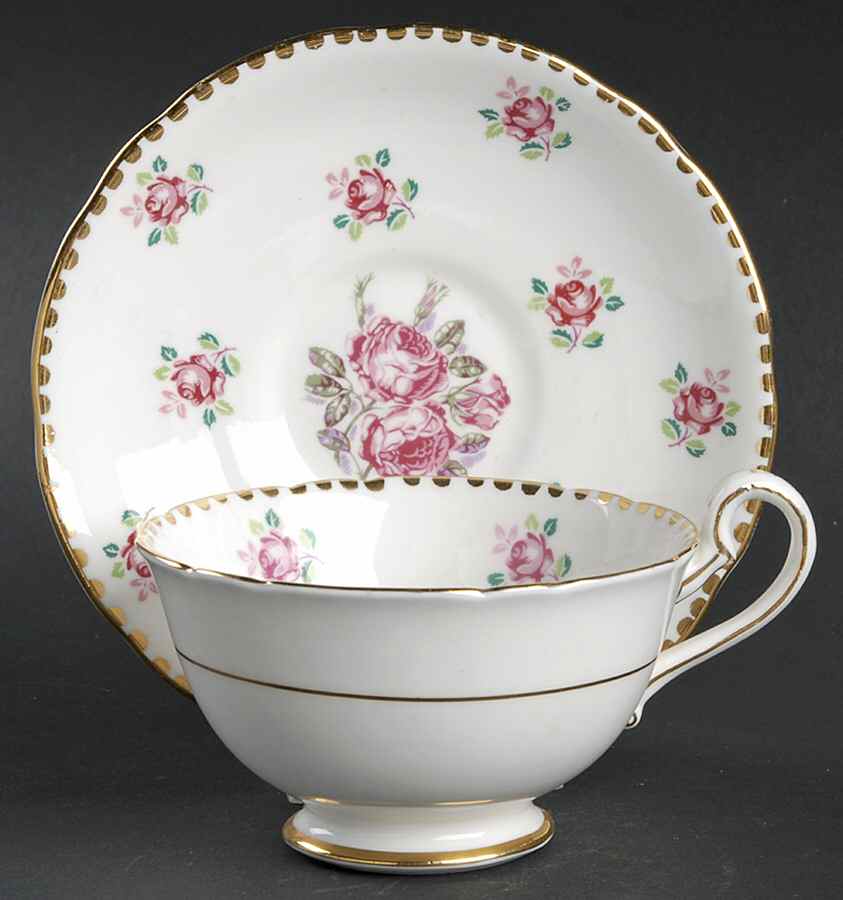 Tudor Rose Footed Cup & Saucer Set by Royal Stafford-1