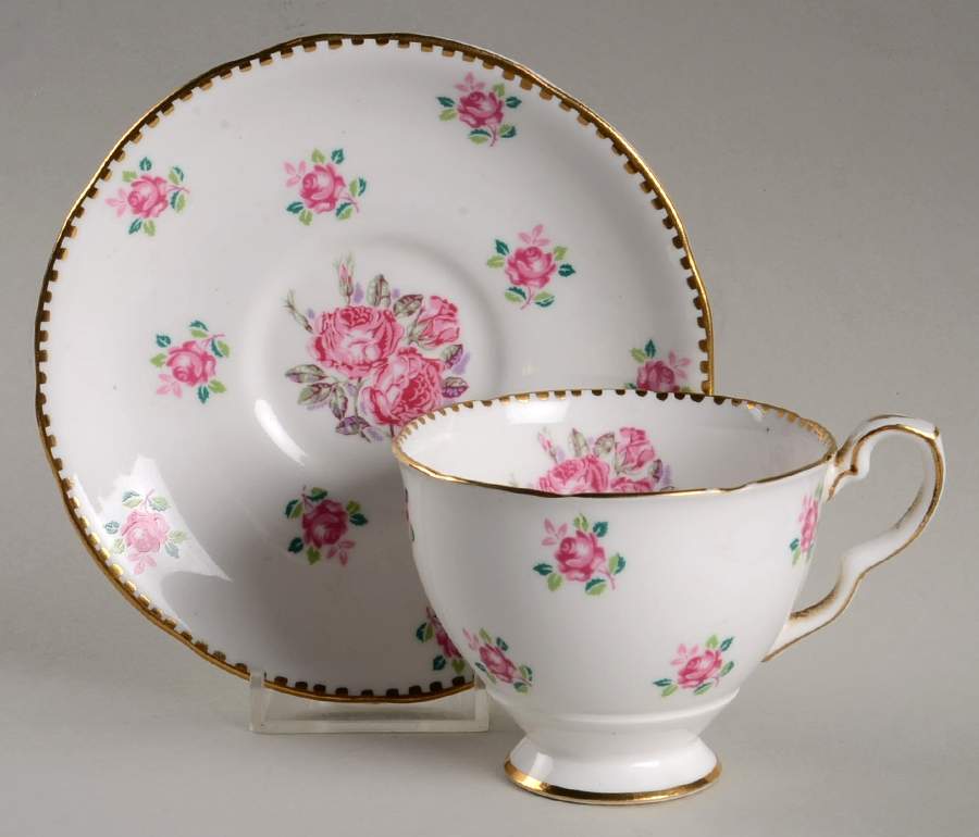 Tudor Rose Footed Cup & Saucer Set by Royal Stafford-1