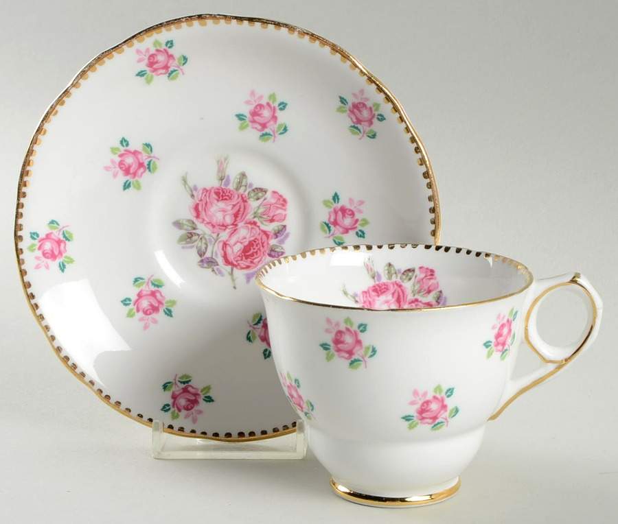 Tudor Rose Footed Cup & Saucer Set by Royal Stafford-1