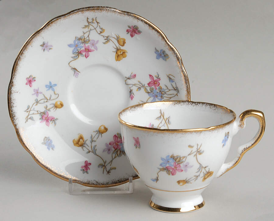 Violets Pompadour Footed Cup & Saucer Set by Royal Stafford-1