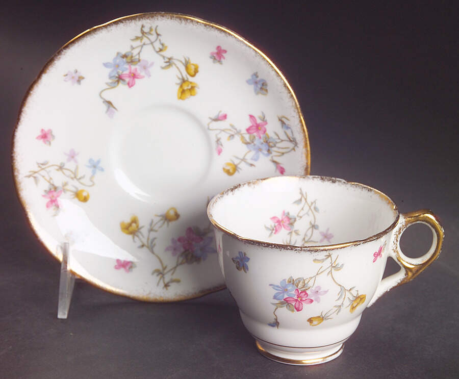 Violets Pompadour Footed Cup & Saucer Set by Royal Stafford-1