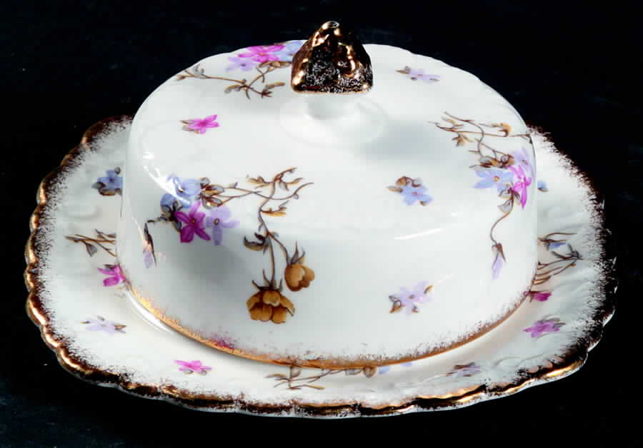 Violets Pompadour Round Covered Butter by Royal Stafford-1
