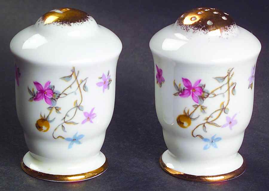 Violets Pompadour Salt & Pepper Set by Royal Stafford-1
