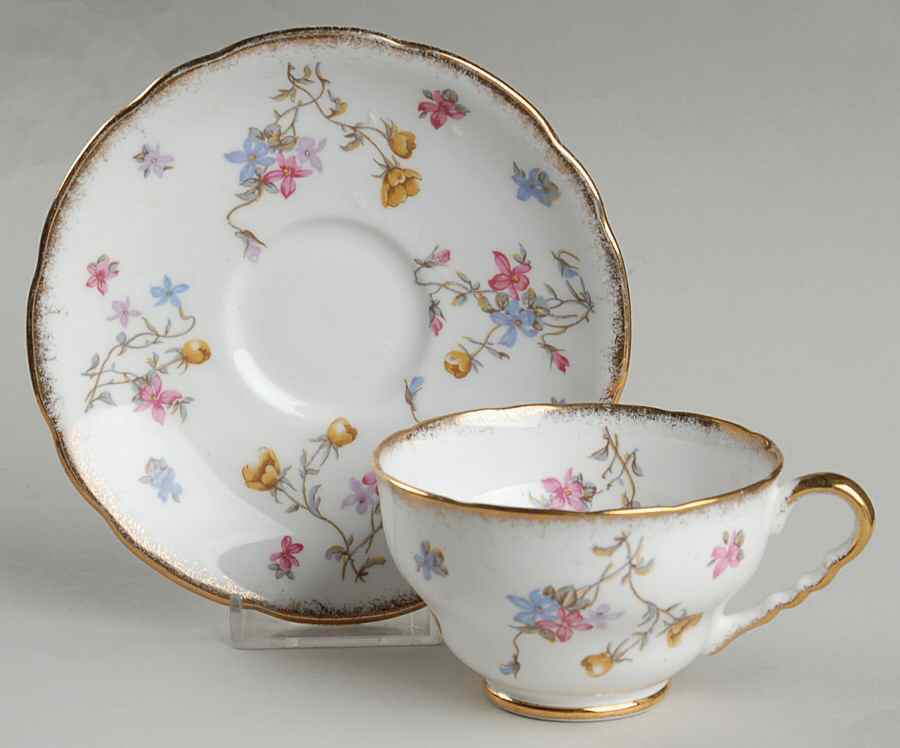 Violets Pompadour Footed Cup & Saucer Set by Royal Stafford-1
