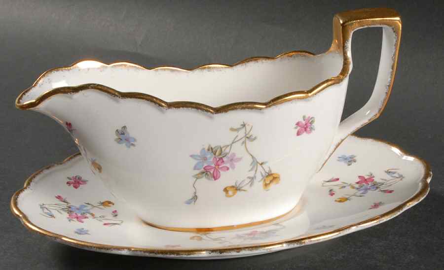 Violets Pompadour Gravy Boat & Underplate by Royal Stafford-1