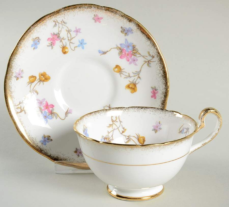 Violets Pompadour Footed Cup & Saucer Set by Royal Stafford-1