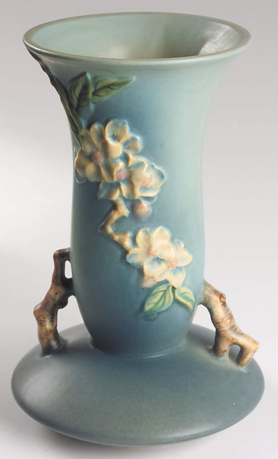 Apple Blossom Blue 10" Flared Vase by Roseville-1