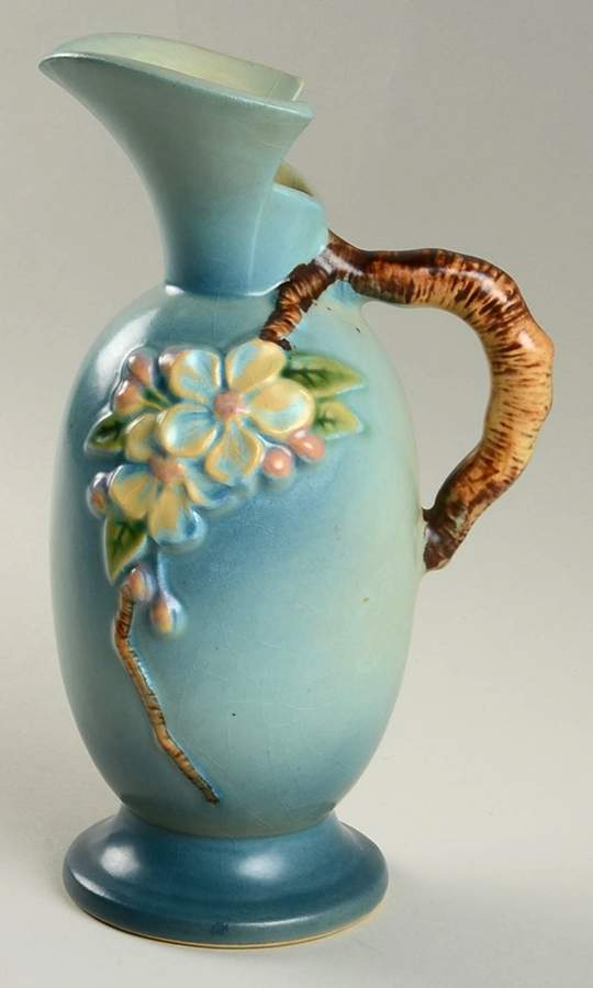 Apple Blossom Blue 8" Ewer by Roseville-1