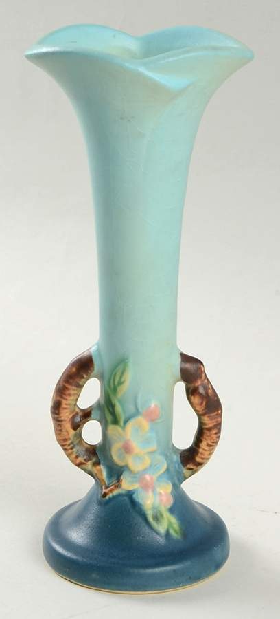 Apple Blossom Blue 7" Bud Vase by Roseville-1