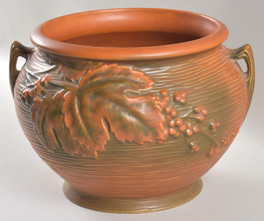 Bushberry (Terra Cotta Background) 8" Jardiniere Bowl by Roseville-1