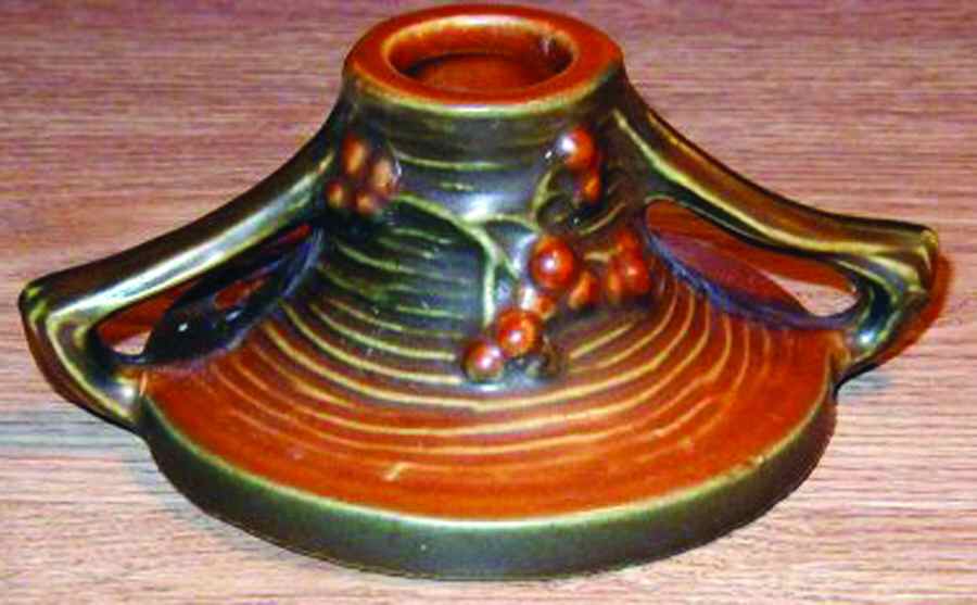 Bushberry (Terra Cotta Background) 2" Candlestick by Roseville-1