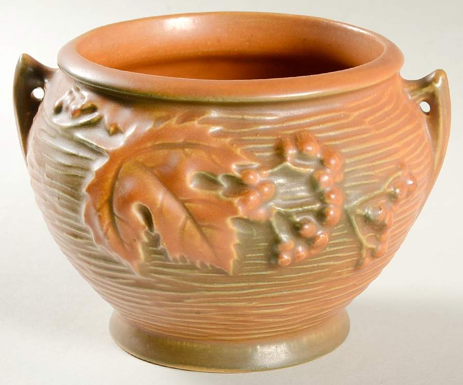 Bushberry (Terra Cotta Background) 4" Jardiniere by Roseville-1