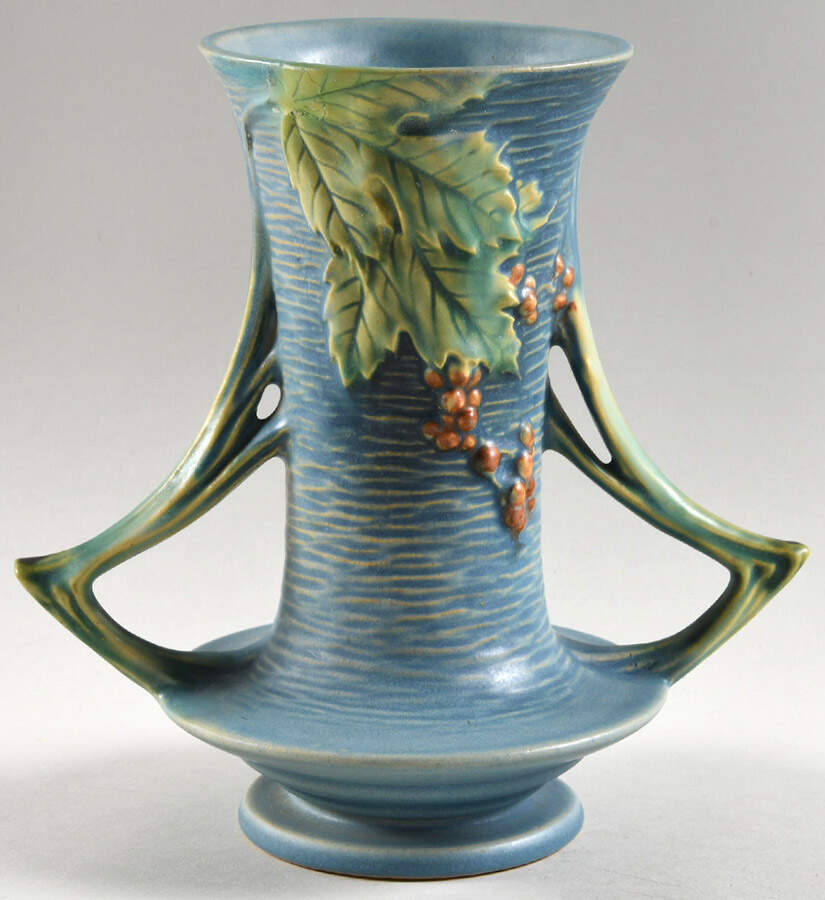 Bushberry (Blue Background) 8" Handled Vase by Roseville-1