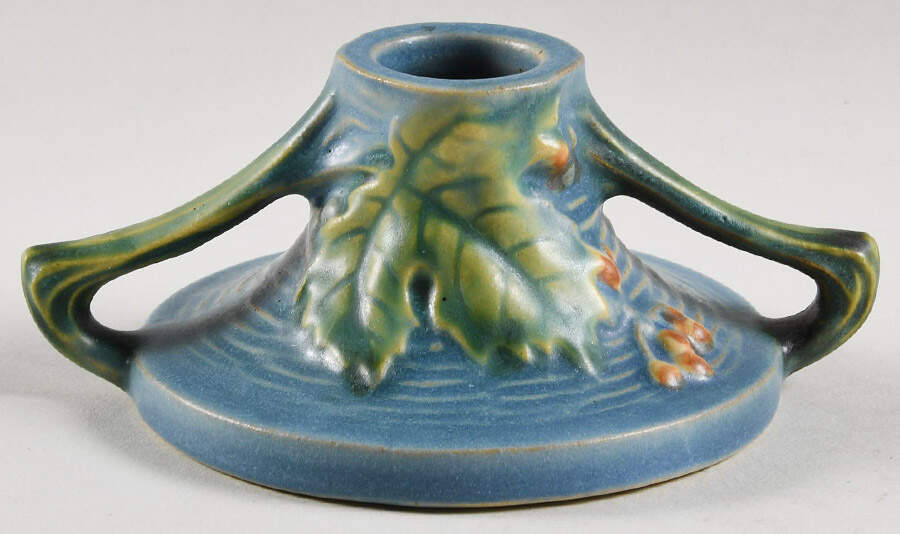 Bushberry (Blue Background) 2" Candlestick by Roseville-1