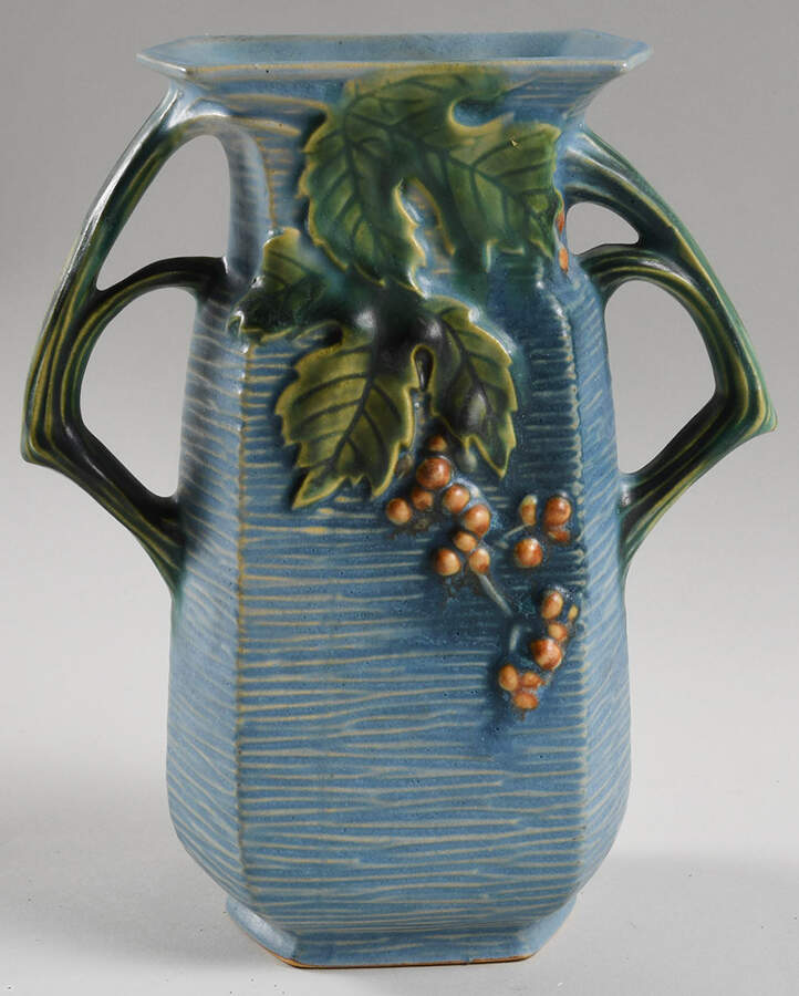 Bushberry (Blue Background) 8" Pillow Vase by Roseville-1