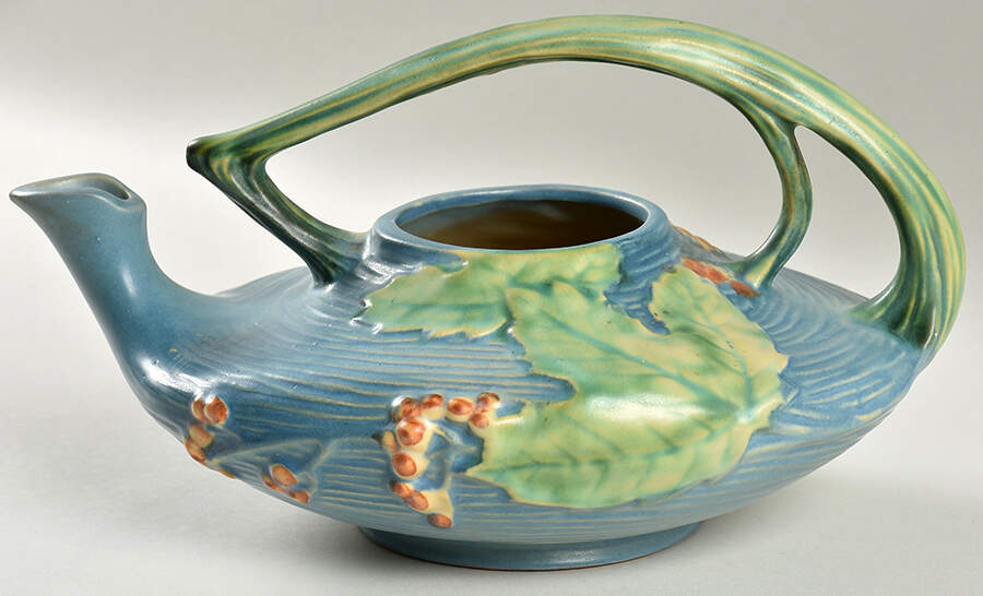 Bushberry (Blue Background) Teapot No Lid by Roseville-1