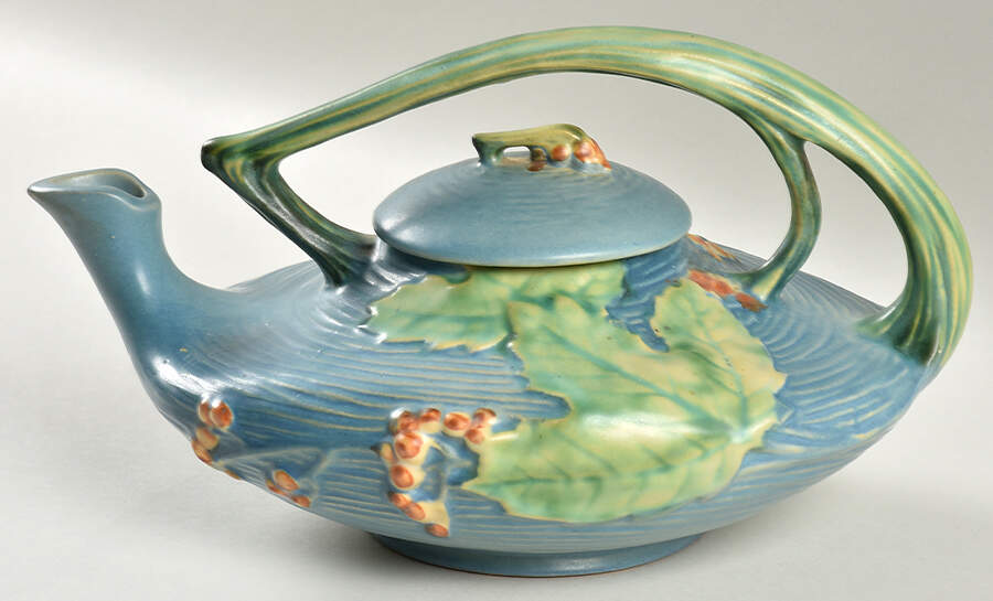 Bushberry (Blue Background) Teapot & Lid by Roseville-1