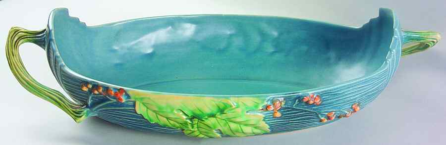 Bushberry (Blue Background) 14" Oval Handled Bowl by Roseville-1