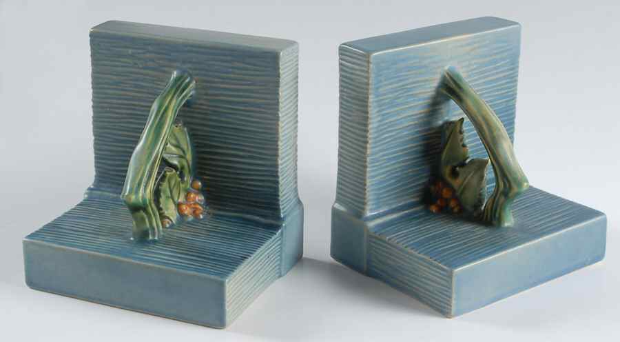 Bushberry (Blue Background) China Bookend - Set of 2 by Roseville-1