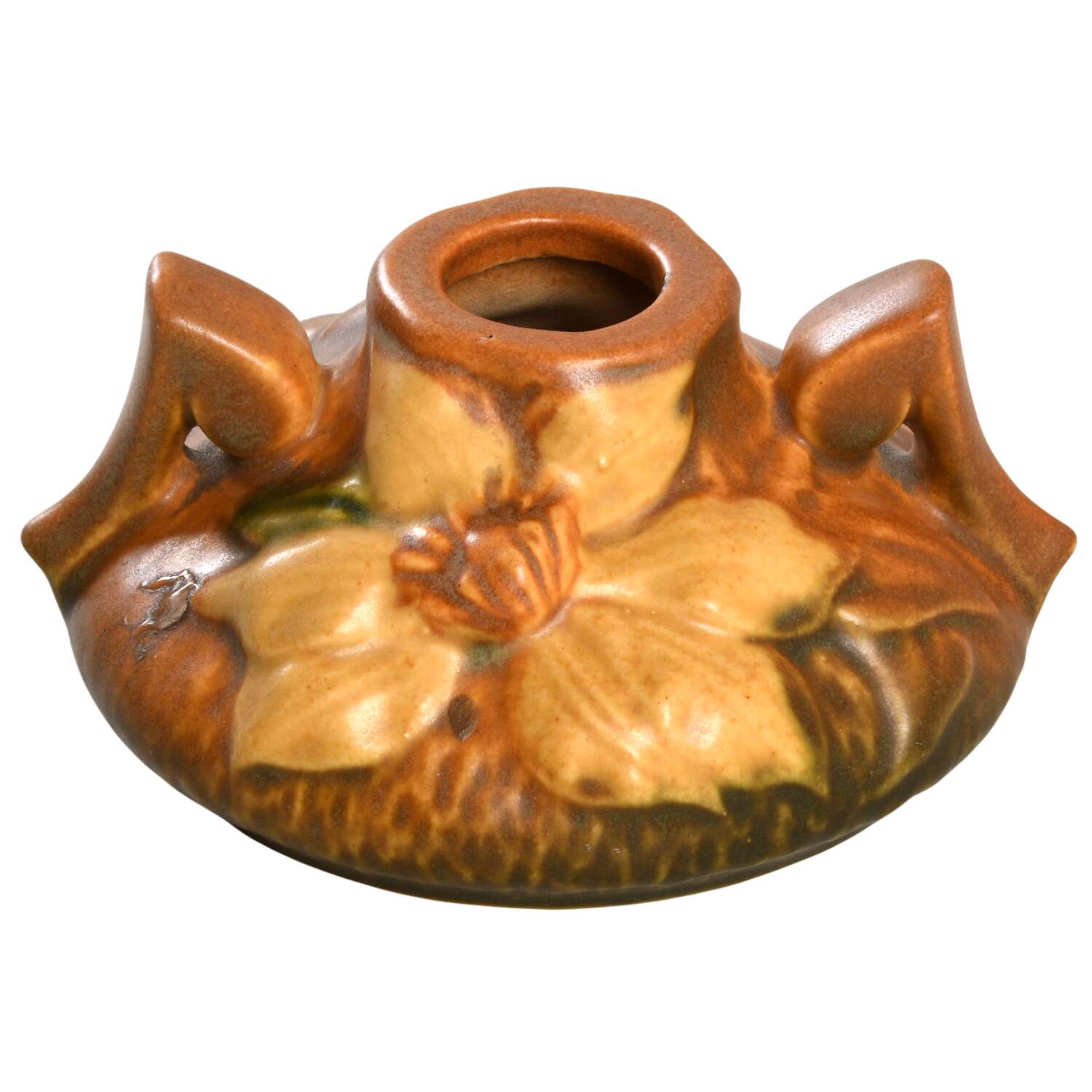 Clematis Autumn Brown 2" Candlestick by Roseville-1