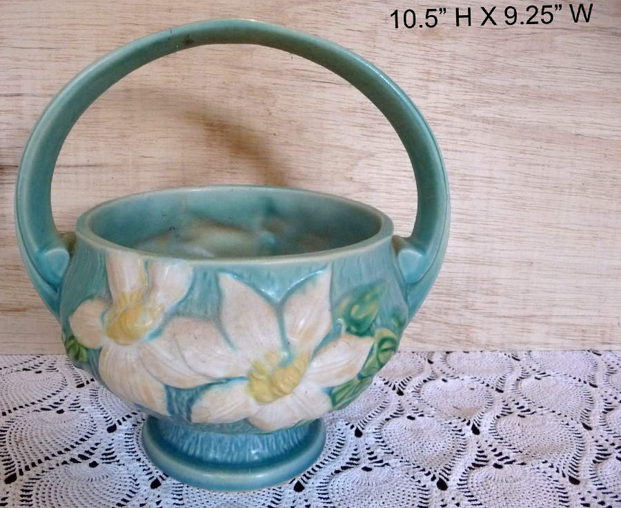 Clematis Ciel Blue 10" Handled Basket by Roseville-1