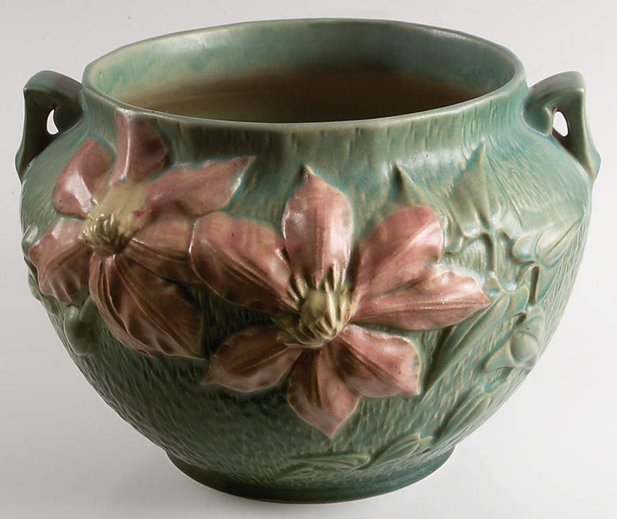 Clematis Forest Green 8" Jardiniere Bowl by Roseville-1