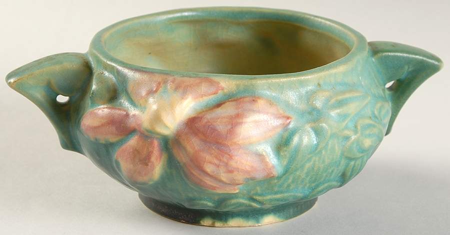 Clematis Forest Green Open Sugar Bowl by Roseville-1