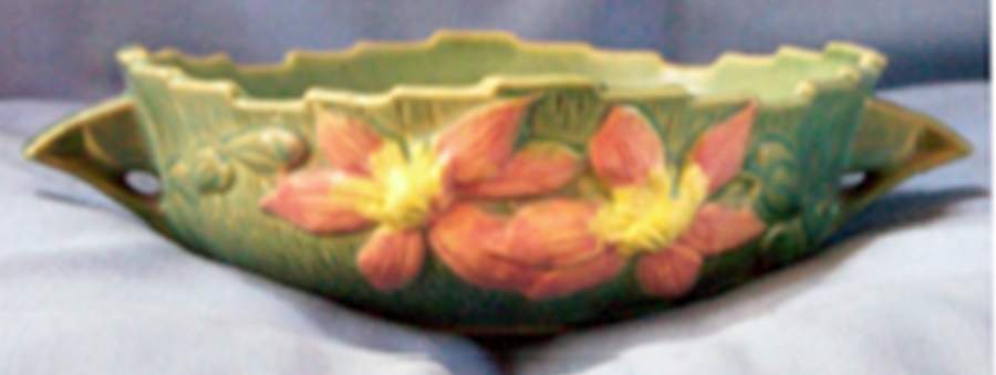 Clematis Forest Green Round Handled Bowl by Roseville-1