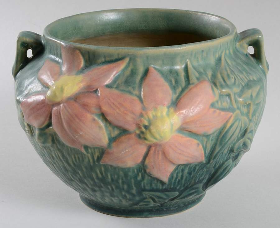 Clematis Forest Green 5" Jardiniere by Roseville-1